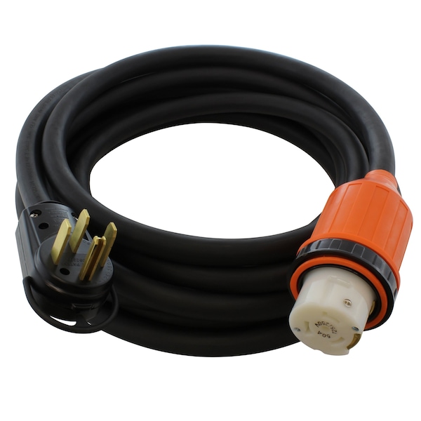 Ac Works 75ft RV 50A NEMA 14-50P to NEMA SS2-50R Detachable Power Supply Cord with Rubber Jacket S1450M50-RU-075 - main